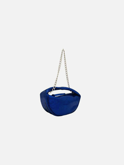 BY FAR Baby Cush Royal Blue Foil Print Shoulder Bag