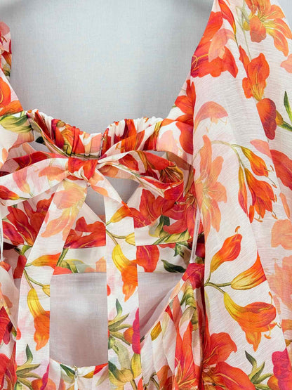 ZIMMERMANN Orange Multicolor Size XLarge Short Dress