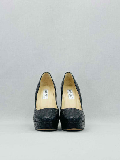 JIMMY CHOO Black Croco Embossed Size EU 40 Pumps