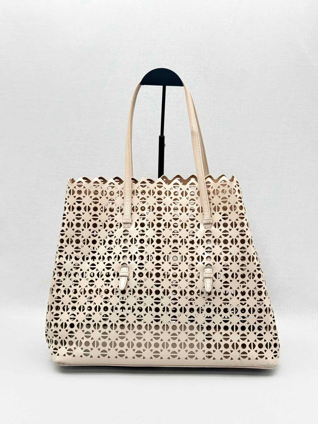 ALAIA Mina 25 Beige Tote Bag