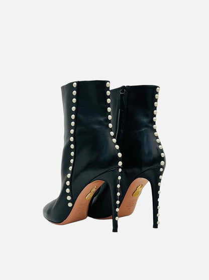 AQUAZZURA Studded Follie Black Ankle Boots 41