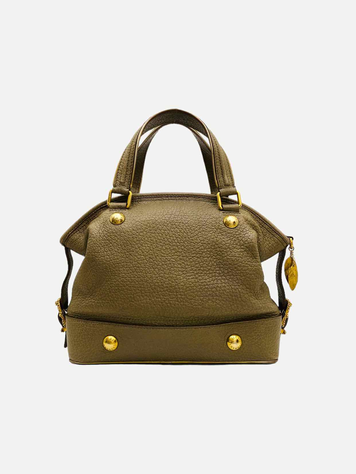 DOLCE & GABBANA Baroque Logo Olive Green Satchel