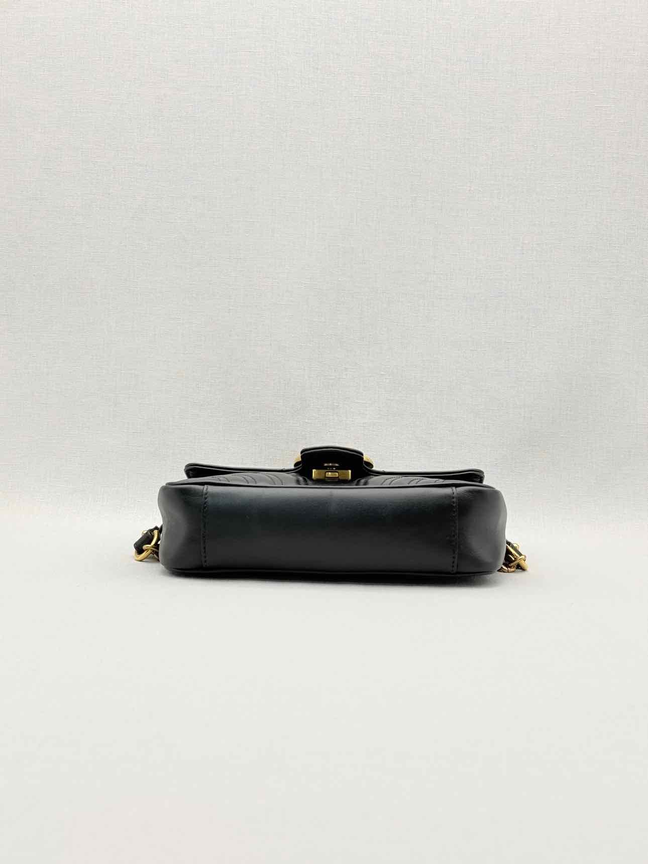 GUCCI GG Marmont Black Chevron Quilted Shoulder Bag