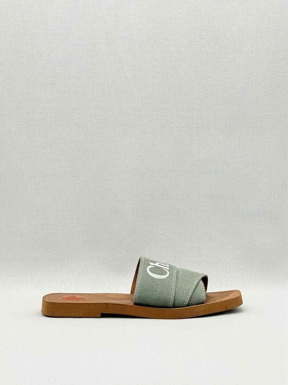 CHLOE Woody Green Logo Size EU 40 Sandals