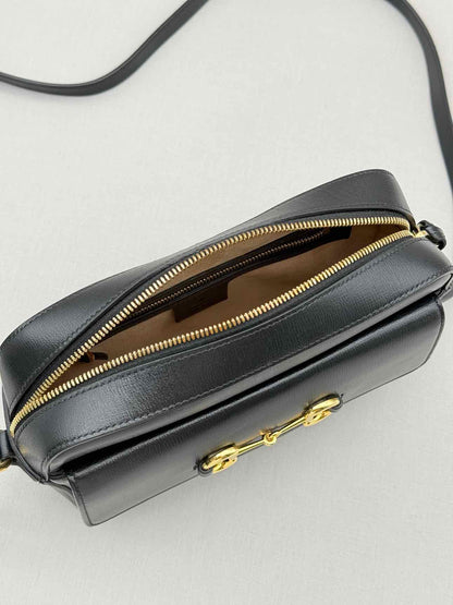 GUCCI Horsebit 1955 Black Shoulder Bag