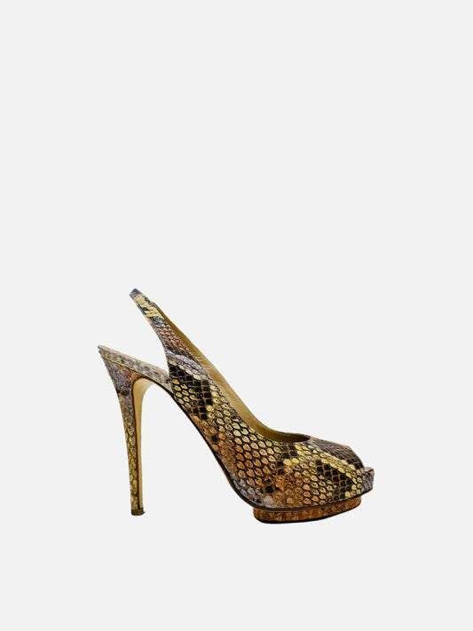 LE SILLA Python Brown Multicolor Slingbacks