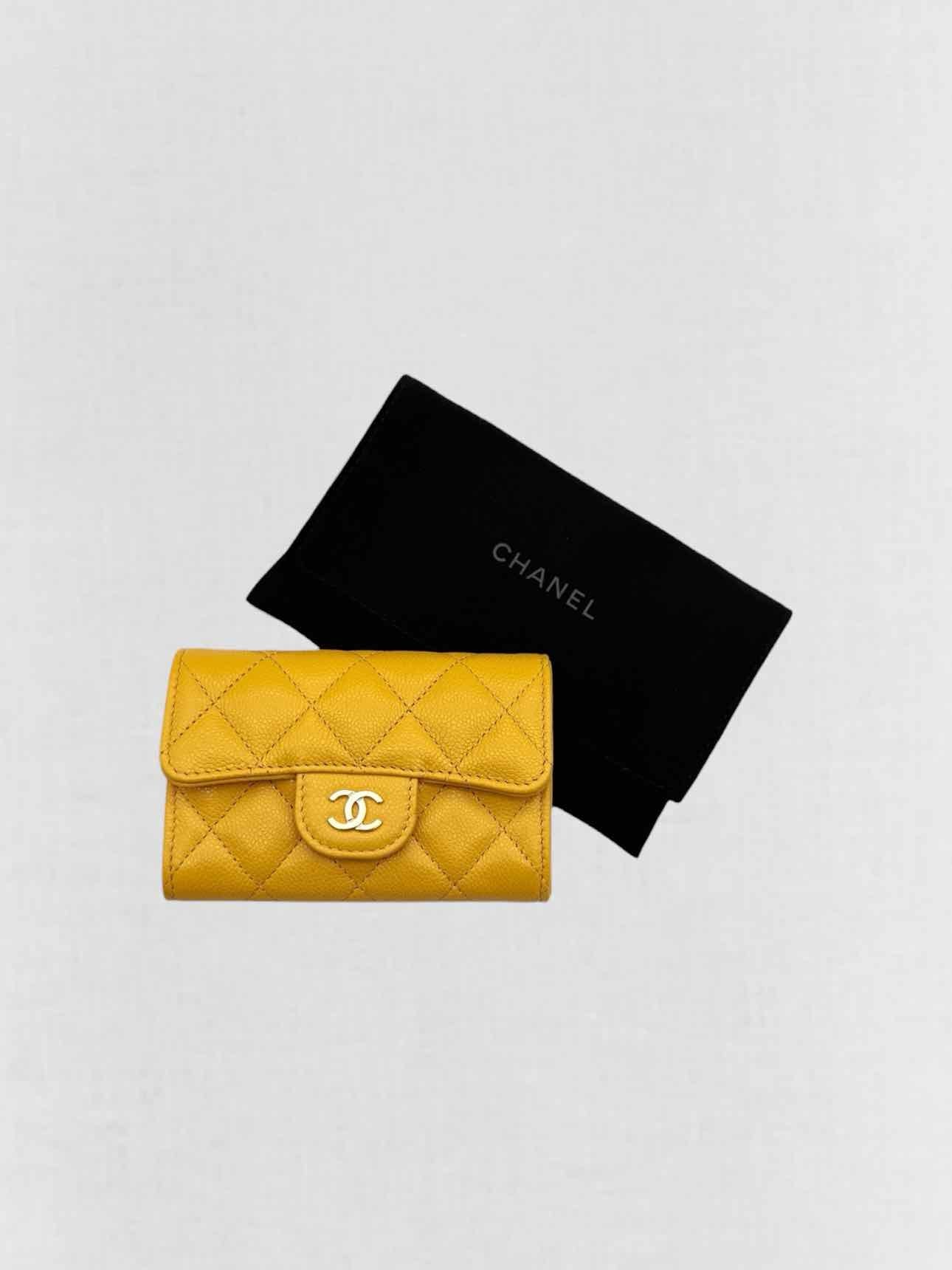 CHANEL Yellow Quilted Compact Wallet