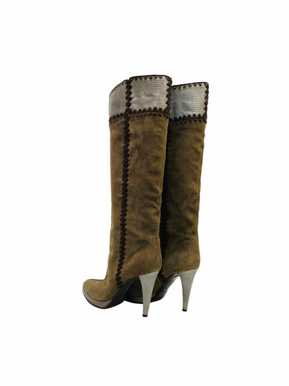 SERGIO ROSSI Brown Knee High Boots 38