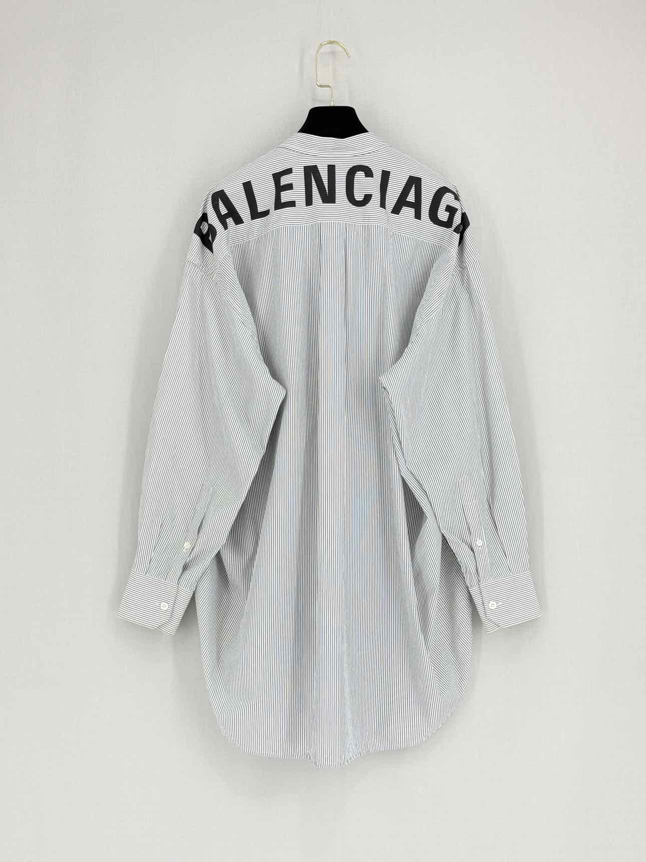 BALENCIAGA Black & White Striped Size US 0 Shirt