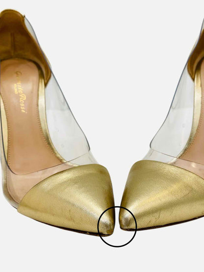 GIANVITO ROSSI Plexi Metallic Gold Size EU 37 Pumps