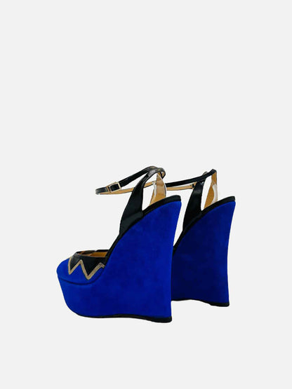 AQUAZZURA Blue w/ Black Wedges 37.5