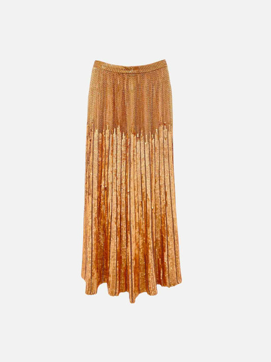 ELISABETTA FRANCHI Maxi Peach Sequin Embellished Skirt