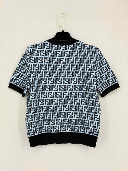 FENDI Blue & Black FF Zucca Size US 8 Sweater