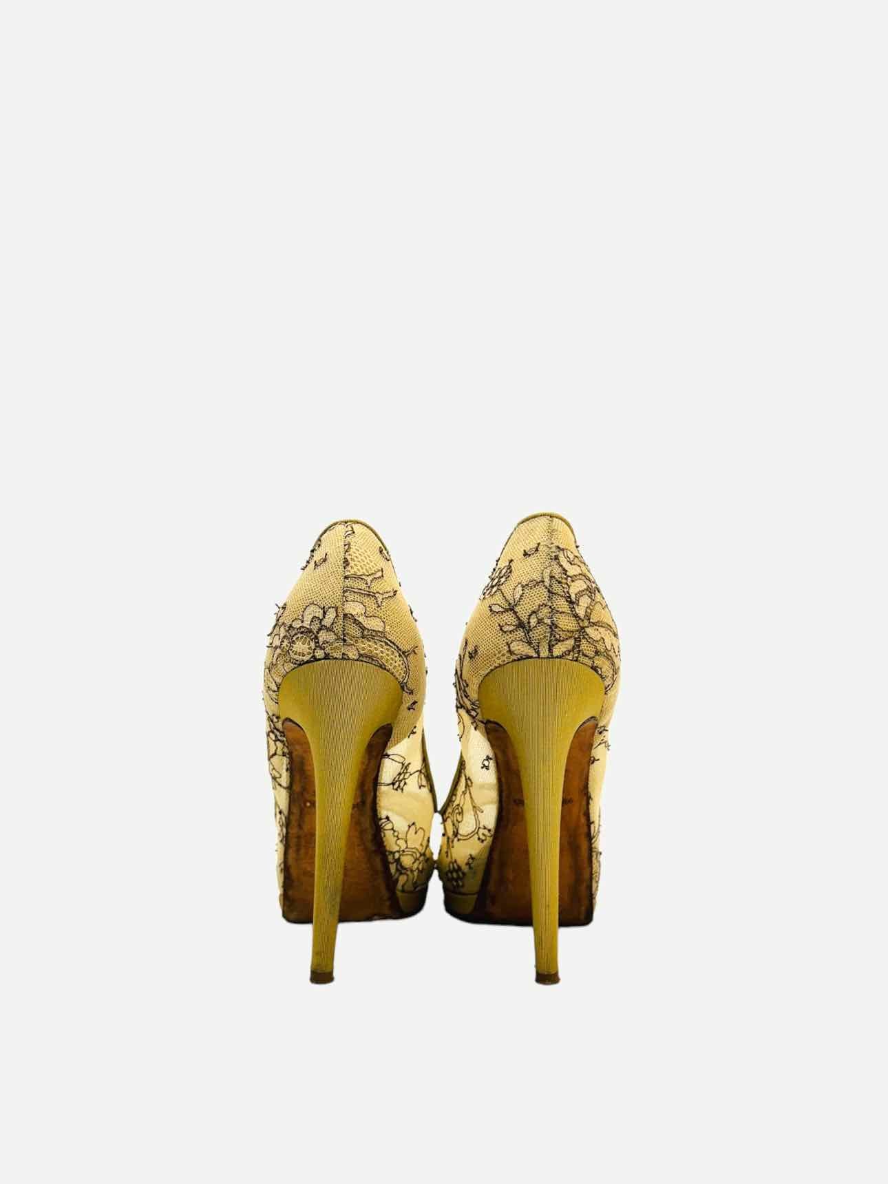 OSCAR DE LA RENTA Open Toe Beige Pumps 38.5