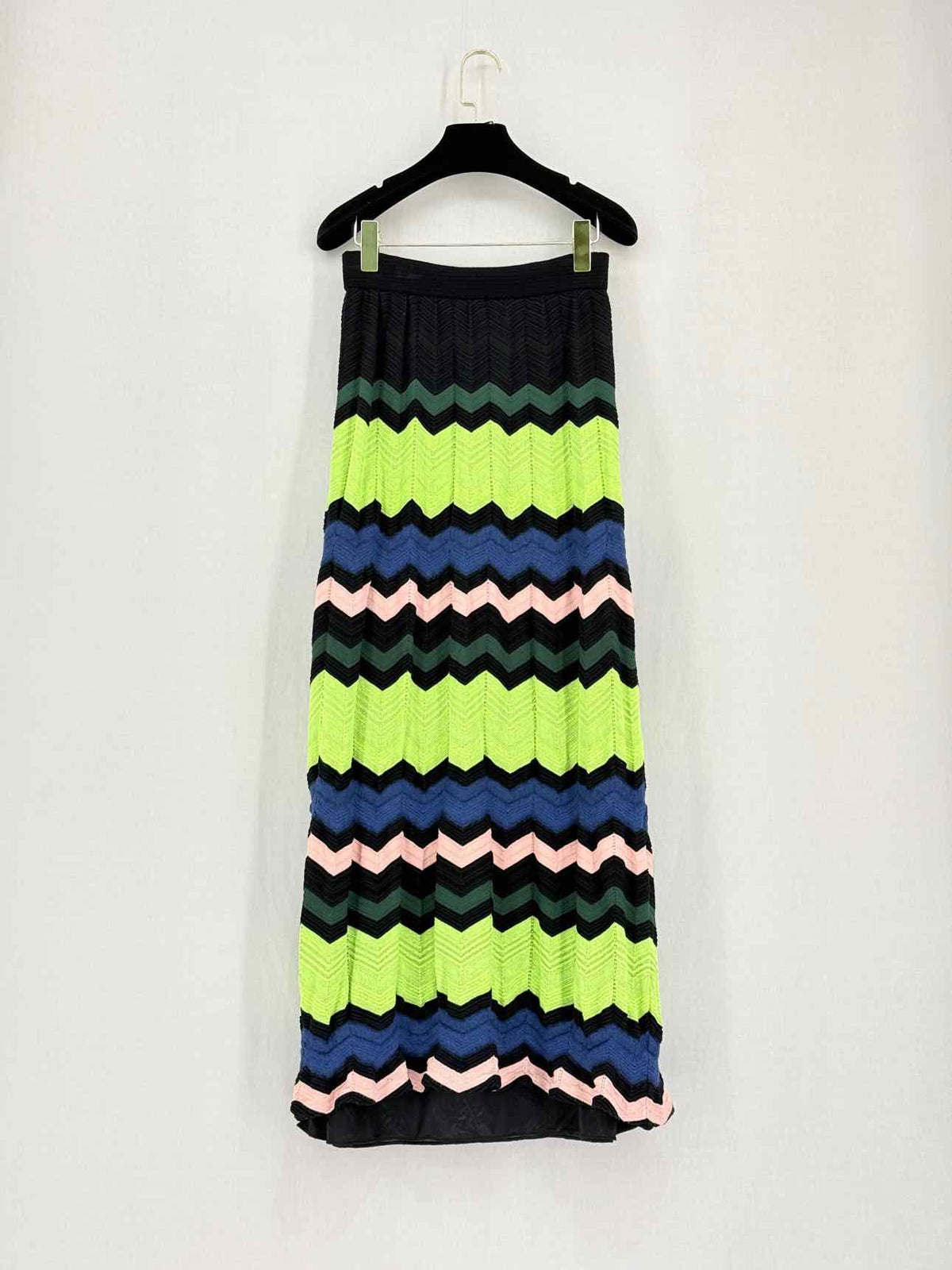 M MISSONI Black Multicolor Chevron Size US 6 Long Skirt