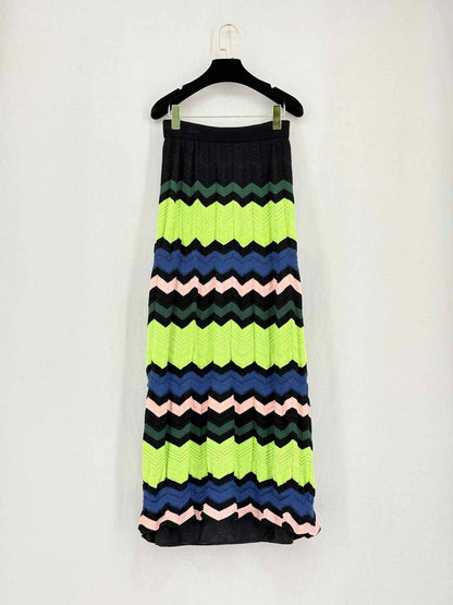 M MISSONI Black Multicolor Chevron Size US 6 Long Skirt