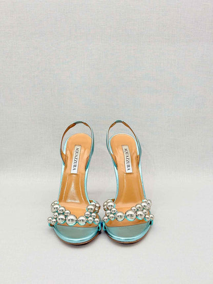 AQUAZZURA Bubbles Aqua Size EU 38 Slingbacks