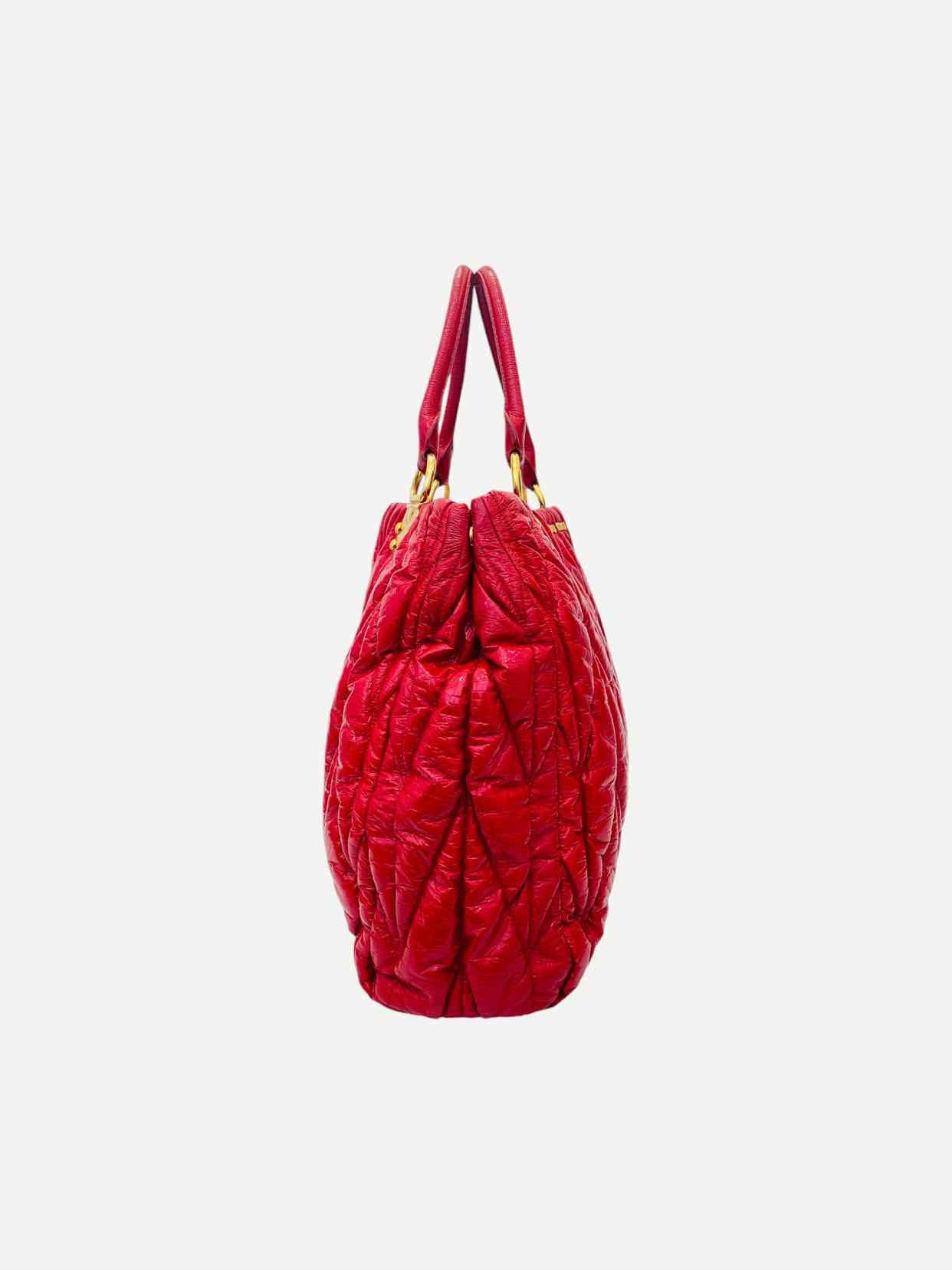 MIU MIU Shopping Red Matelasse Tote Bag