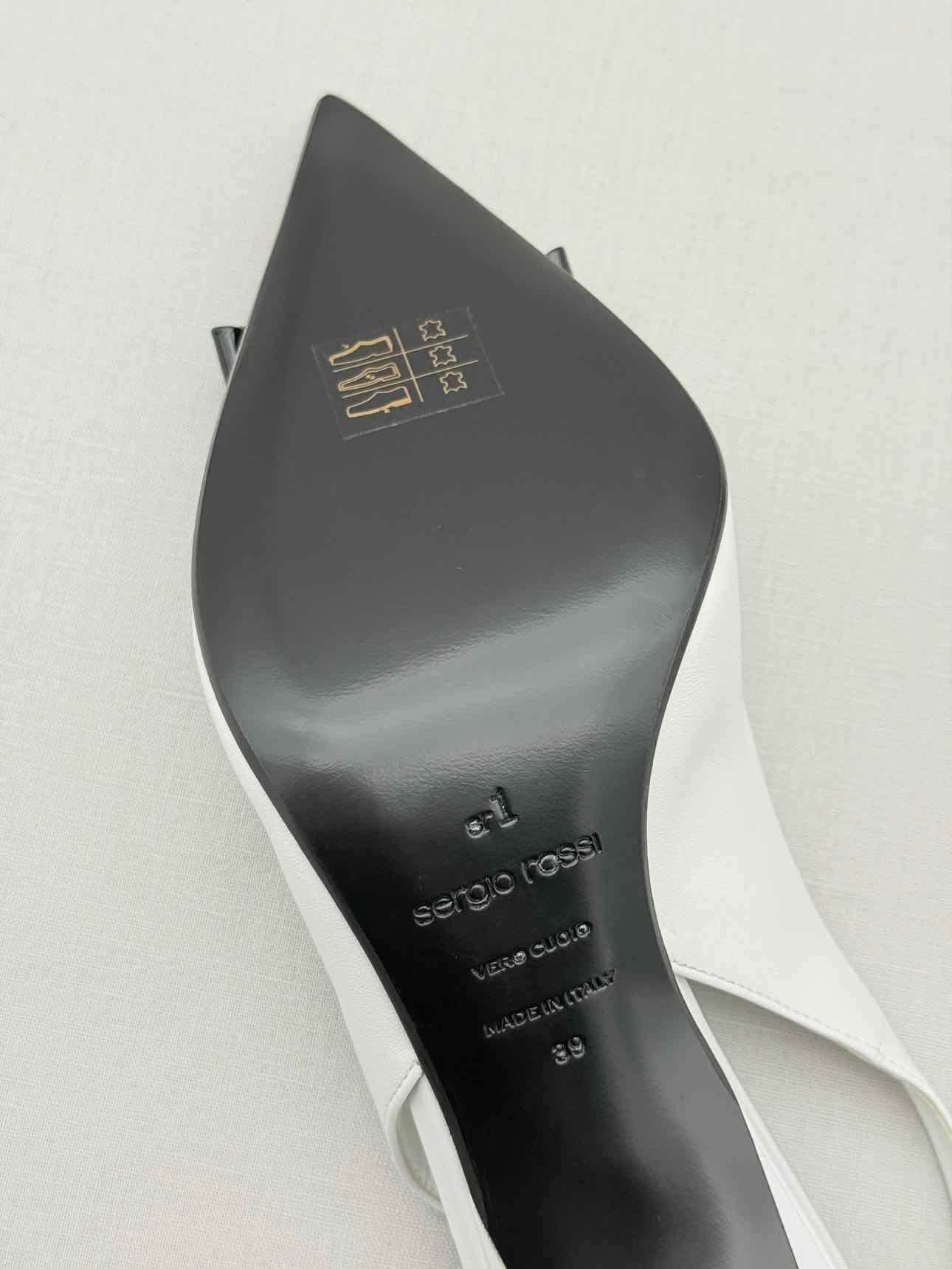 SERGIO ROSSI White & Black Size EU 39 Slingbacks