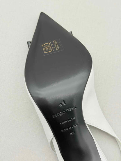 SERGIO ROSSI White & Black Size EU 39 Slingbacks