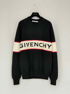 GIVENCHY Black Logo Print Size Small Sweater