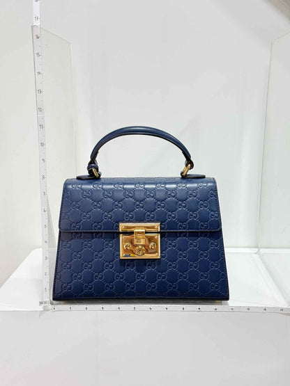 GUCCI Padlock Blue Guccissima Top Handle