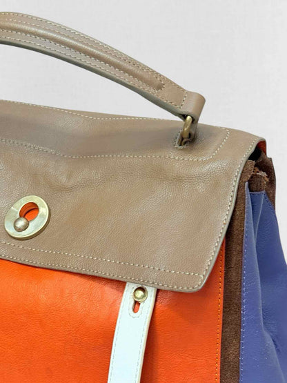 YVES SAINT LAURENT Brown, Orange & Purple Top Handle