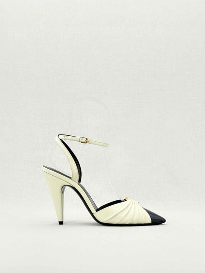 SAINT LAURENT Black & Cream Size EU 36 Heeled Sandals