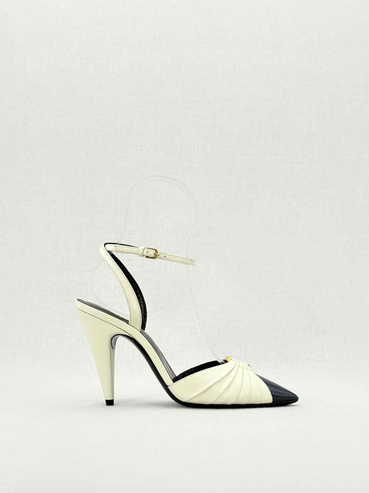 SAINT LAURENT Black & Cream Size EU 36 Heeled Sandals