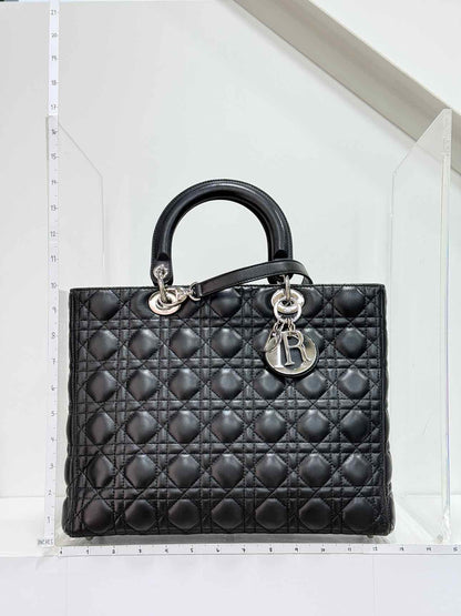 CHRISTIAN DIOR Lady Dior Black Cannage Top Handle