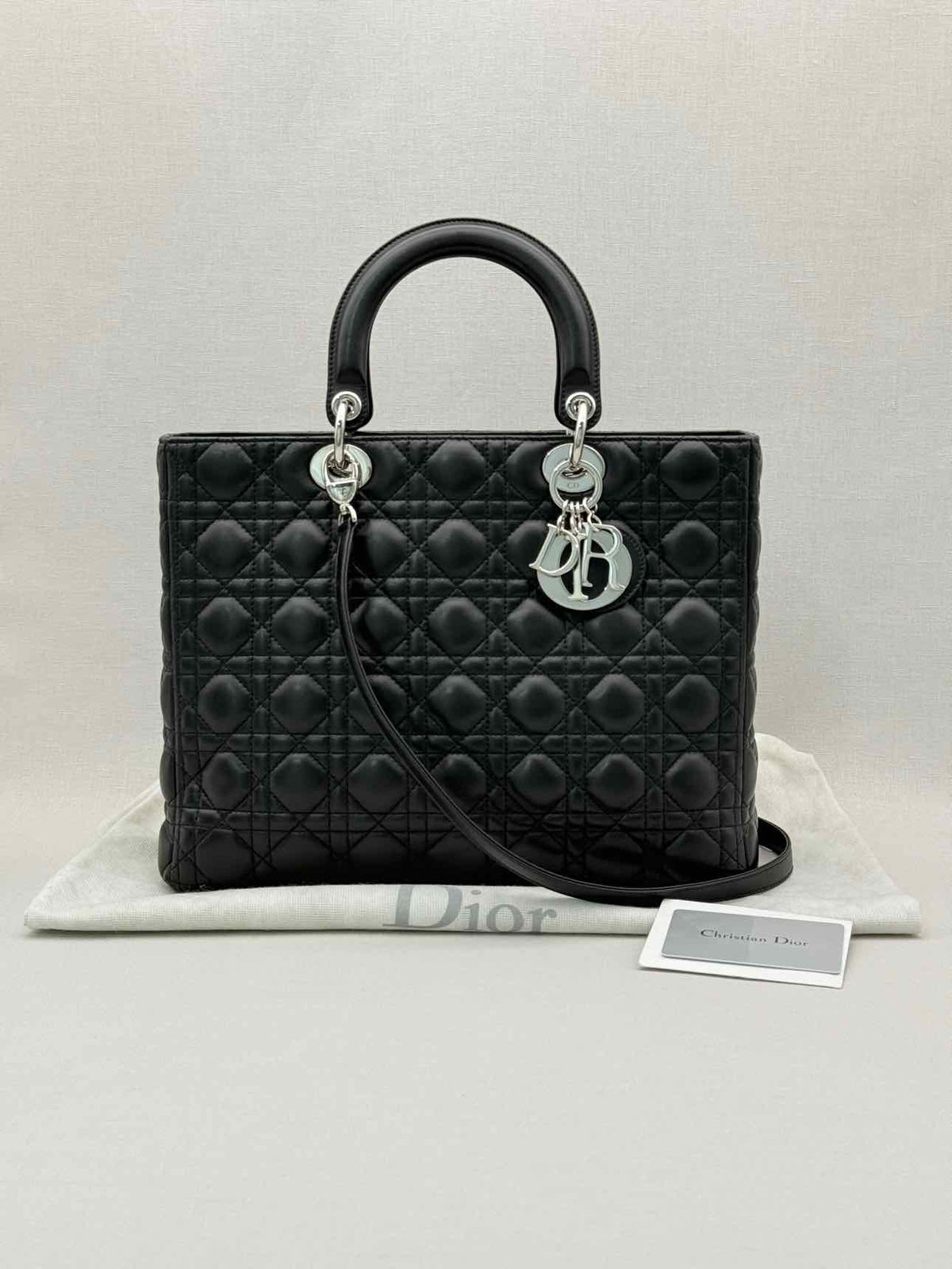 CHRISTIAN DIOR Lady Dior Black Cannage Top Handle