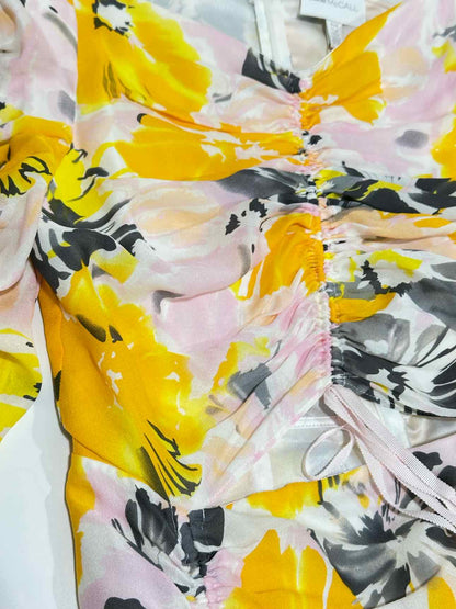 ALICE MCCALL Yellow & Beige Floral Size US 4 Midi Dress