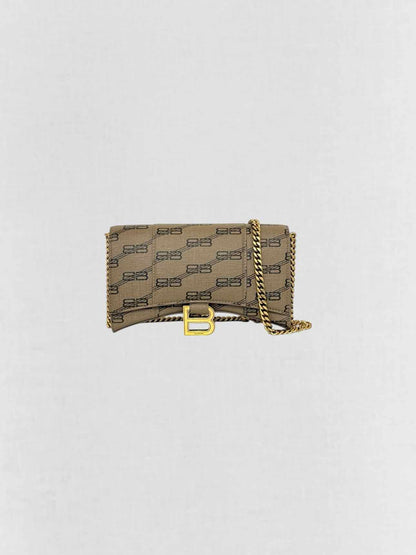 BALENCIAGA Wallet on Chain Brown Monogram Crossbody
