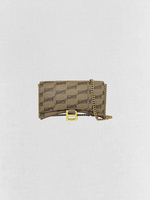 BALENCIAGA Wallet on Chain Brown Monogram Crossbody