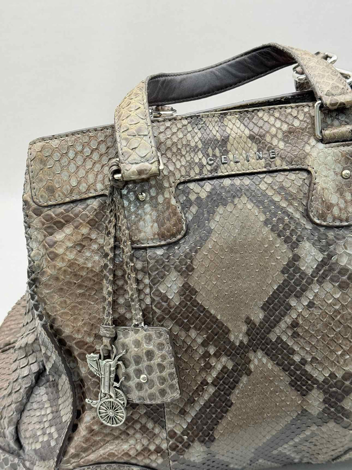 CELINE Vintage Brown & Grey Top Handle
