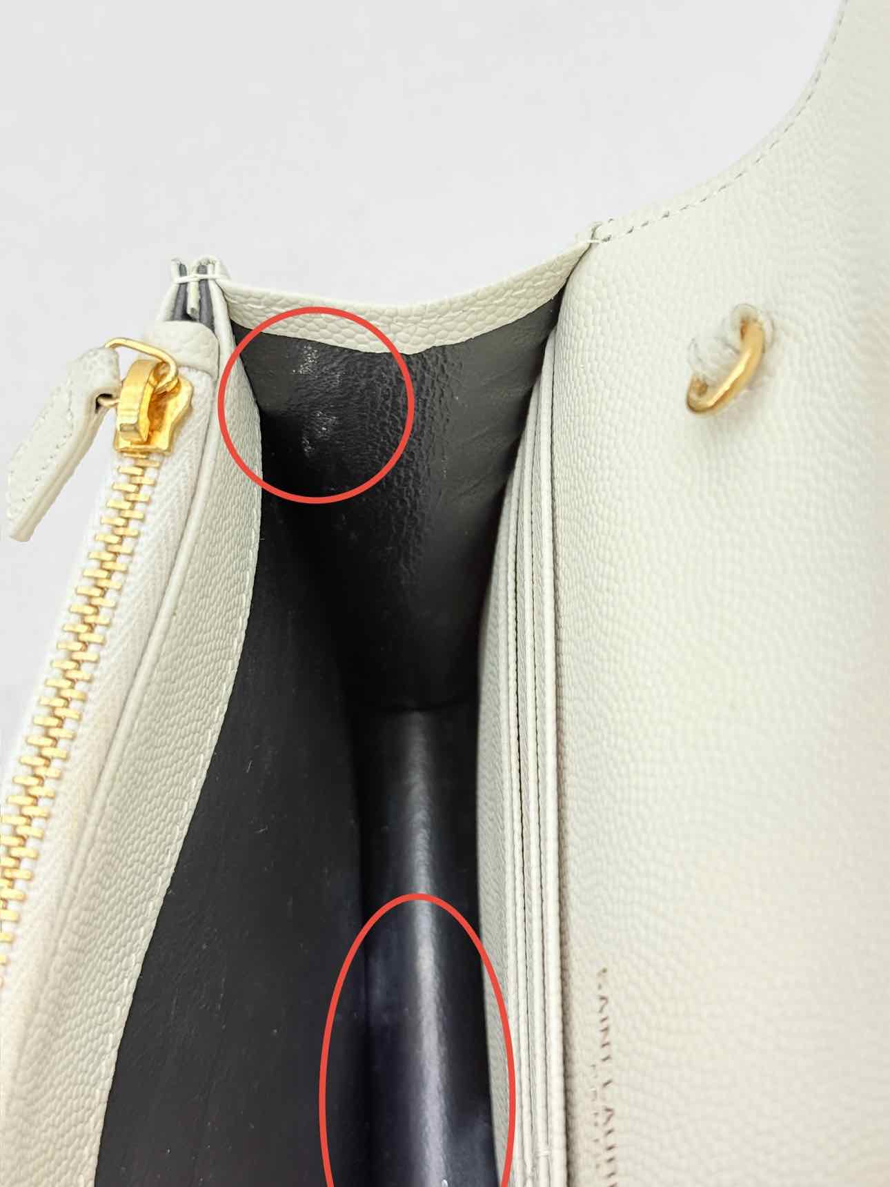 SAINT LAURENT Cassandre White Chevron Shoulder Bag