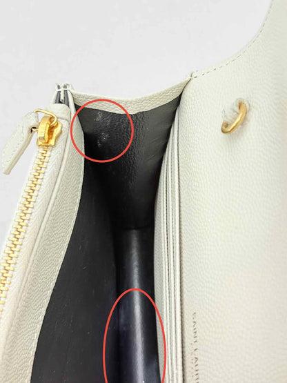 SAINT LAURENT Cassandre White Chevron Shoulder Bag