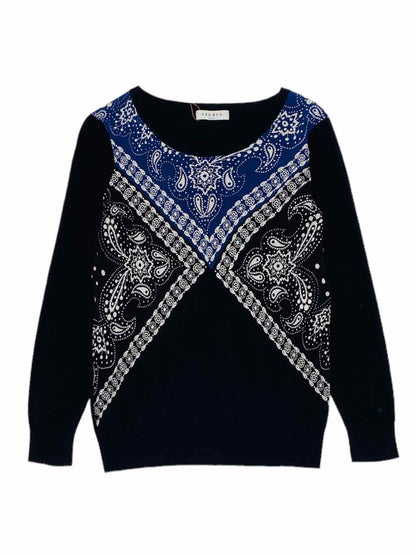 SANDRO Basic Black & Blue Printed Jumper