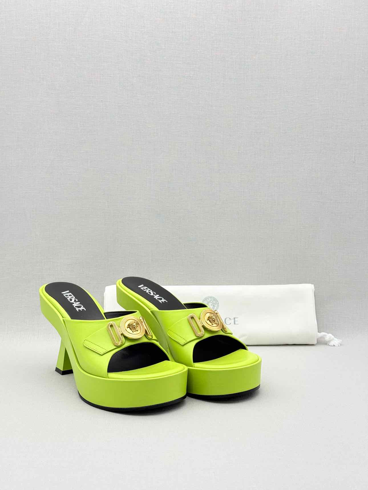 VERSACE Medusa Biggie Neon Green Size EU 38 Mules