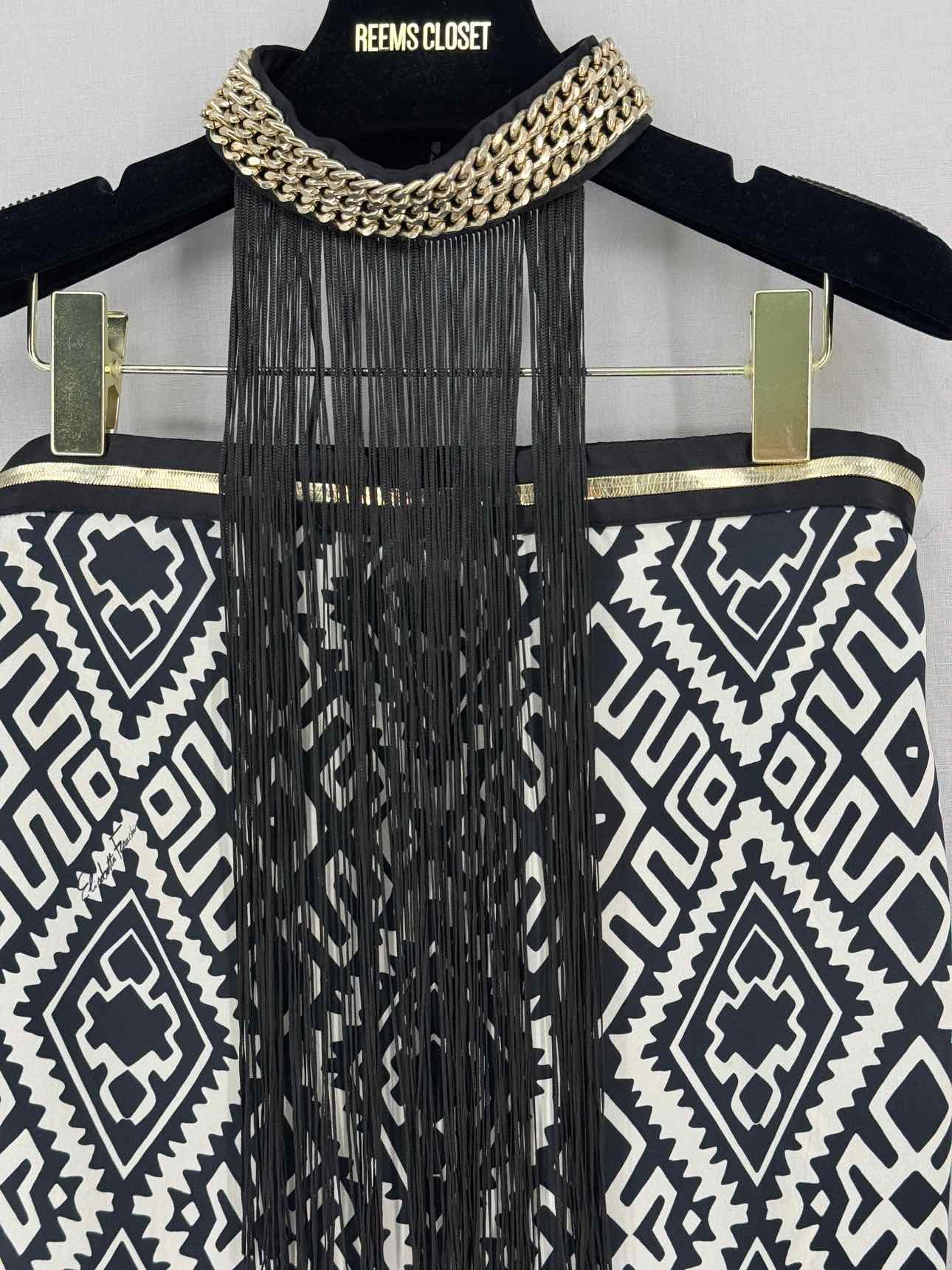 ELISABETTA FRANCHI Black & White Printed Size US 6 Top