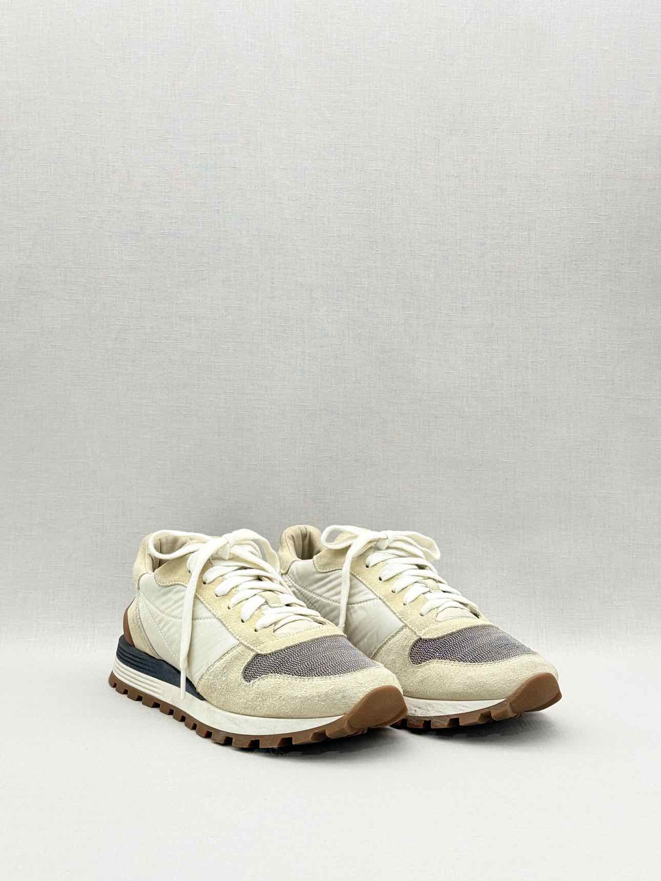 BRUNELLO CUCINELLI Cream & Grey Size EU 38.5 Sneakers