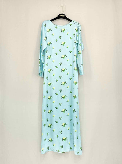 BERNADETTE Blue Multicolor Print Size US 2 Midi Dress