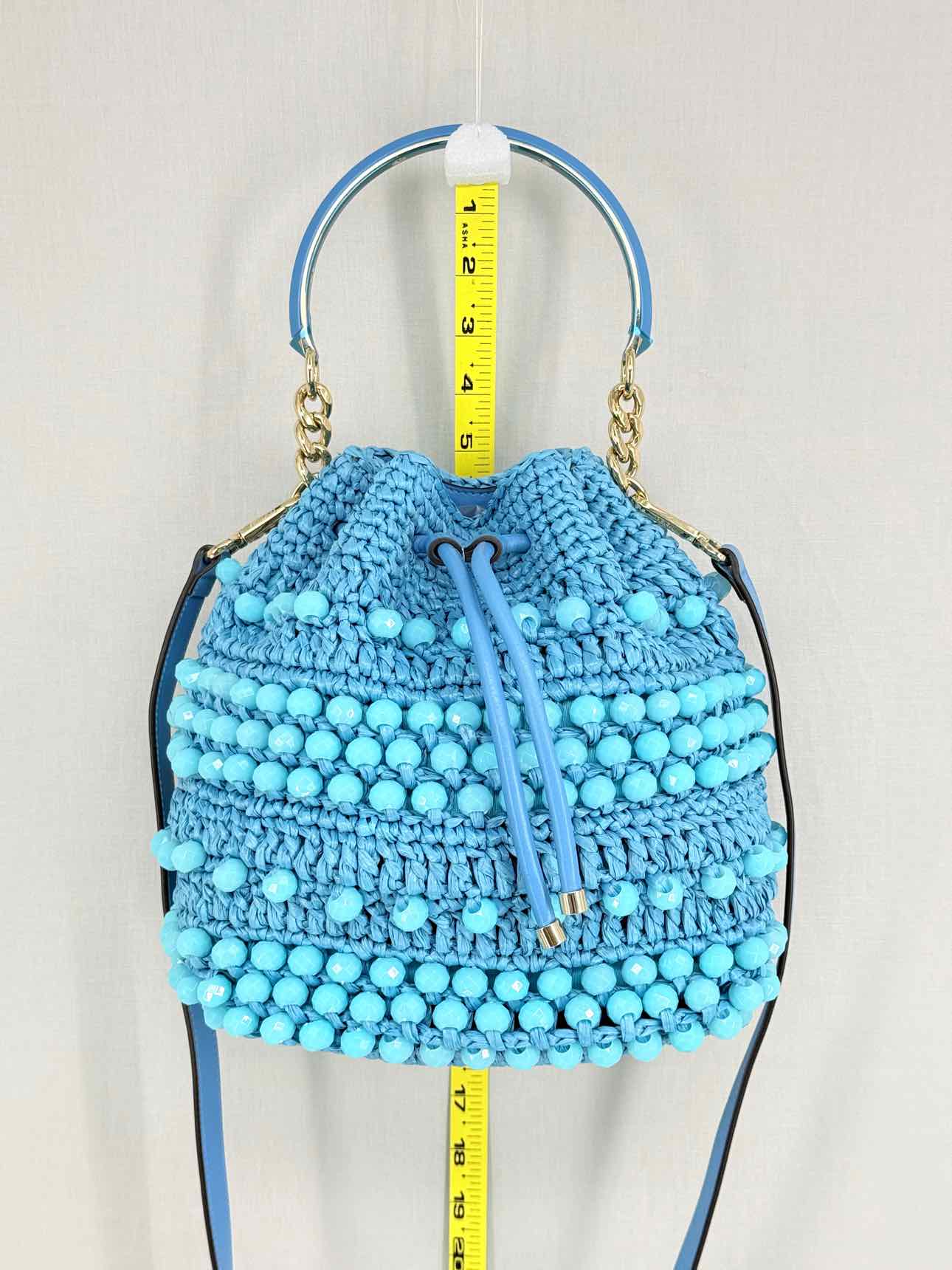 JIMMY CHOO Bon Bon Blue Bucket Bag