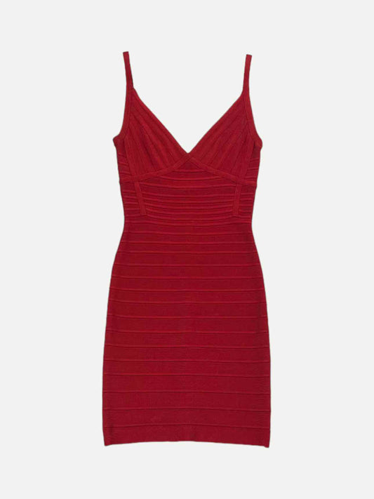 HERVE LEGER Bodycon Red Knee Length Dress