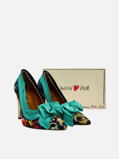 LANVIN Green Multicolor Floral Pumps 40