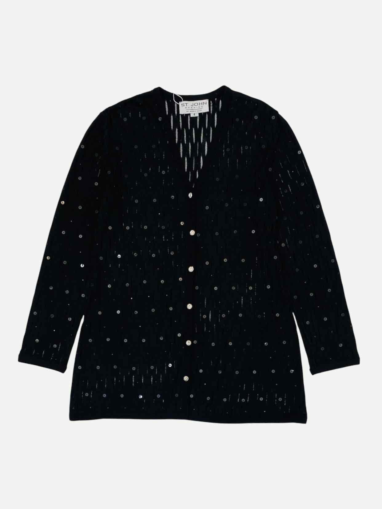 ST. JOHN EVENING Knit Black Size US 4 Cardigan