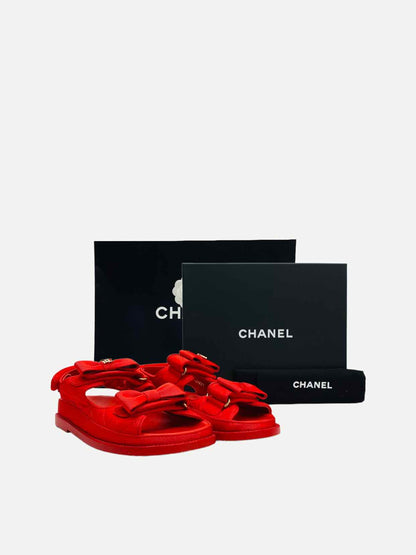 CHANEL Dad Red Quilted Sandals