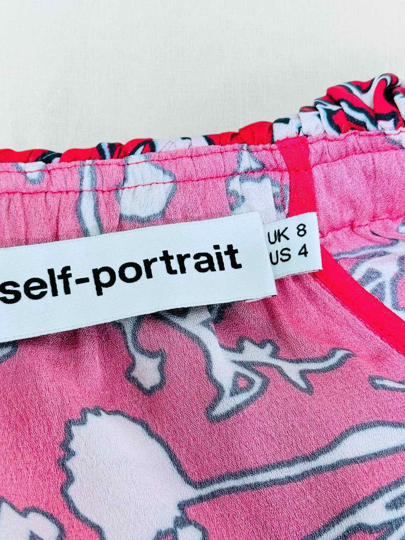 SELF-PORTRAIT Tiered Printed Size US 4 Long Dress