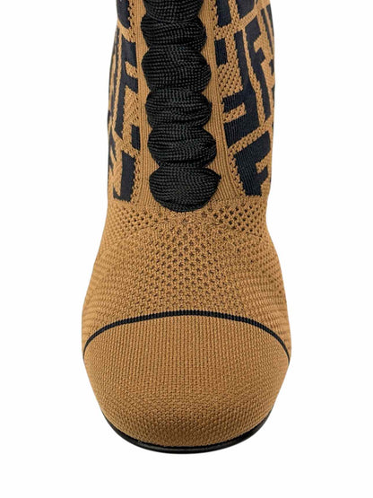 FENDI Brown & Black FF Motif Size EU 35 Ankle Boots