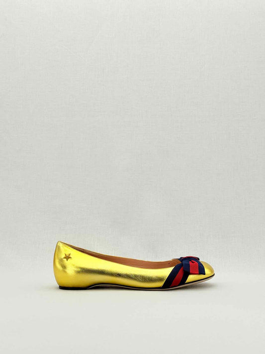 GUCCI Gold Size EU 38 Ballet Flats
